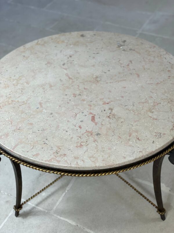 Table basse 1940 marbre fer forgé Merceris